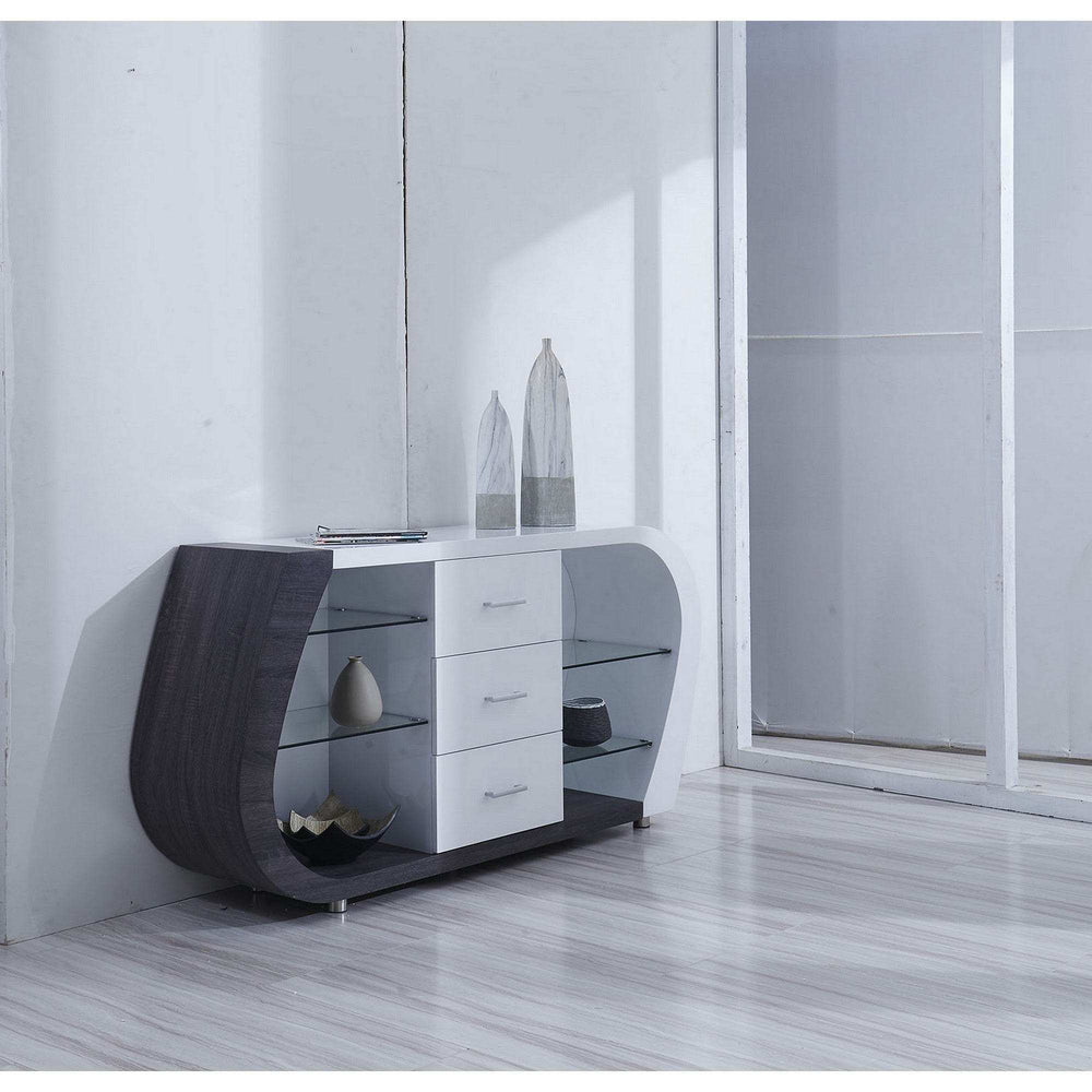 White And Grey Multi Tone Buffet With 3 Drawers - Homeroots - Flyclothing LLC