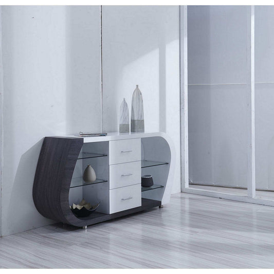 White And Grey Multi Tone Buffet With 3 Drawers - Homeroots - Flyclothing LLC