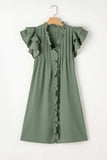 Ruffled V-Neck Cap Sleeve Mini Dress - Trendsi - Flyclothing LLC