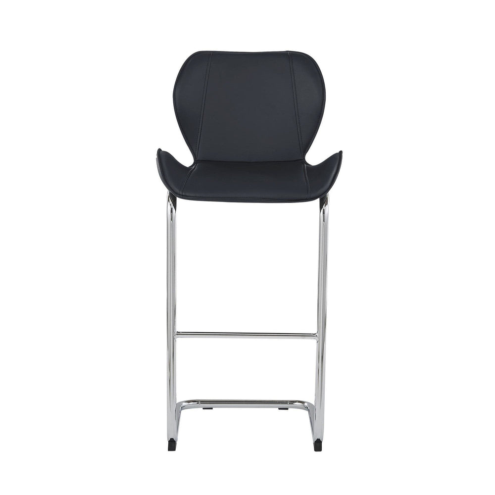 Set of Four 26 " Black And Silver Metal Low Back Bar Height Bar Chairs - Homeroots - Flyclothing LLC