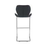 Set of Four 26 " Black And Silver Metal Low Back Bar Height Bar Chairs - Homeroots - Flyclothing LLC
