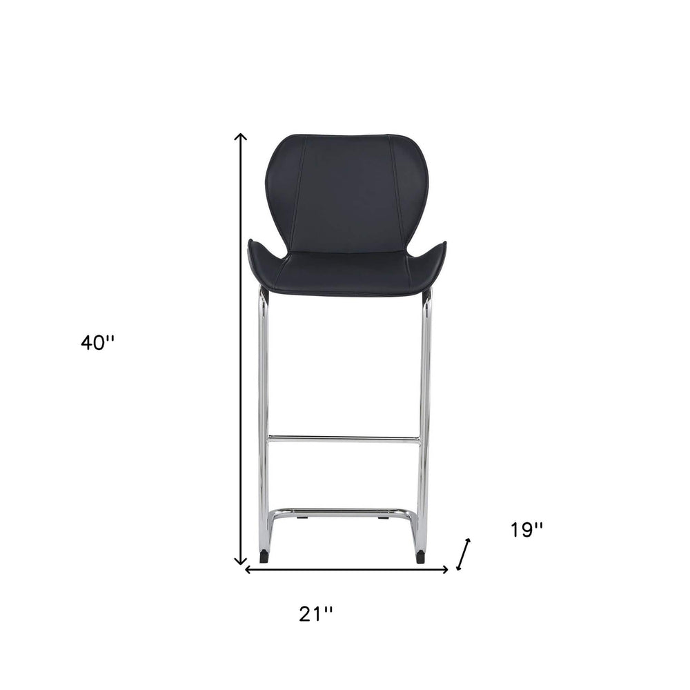 Set of Four 26 " Black And Silver Metal Low Back Bar Height Bar Chairs - Homeroots - Flyclothing LLC