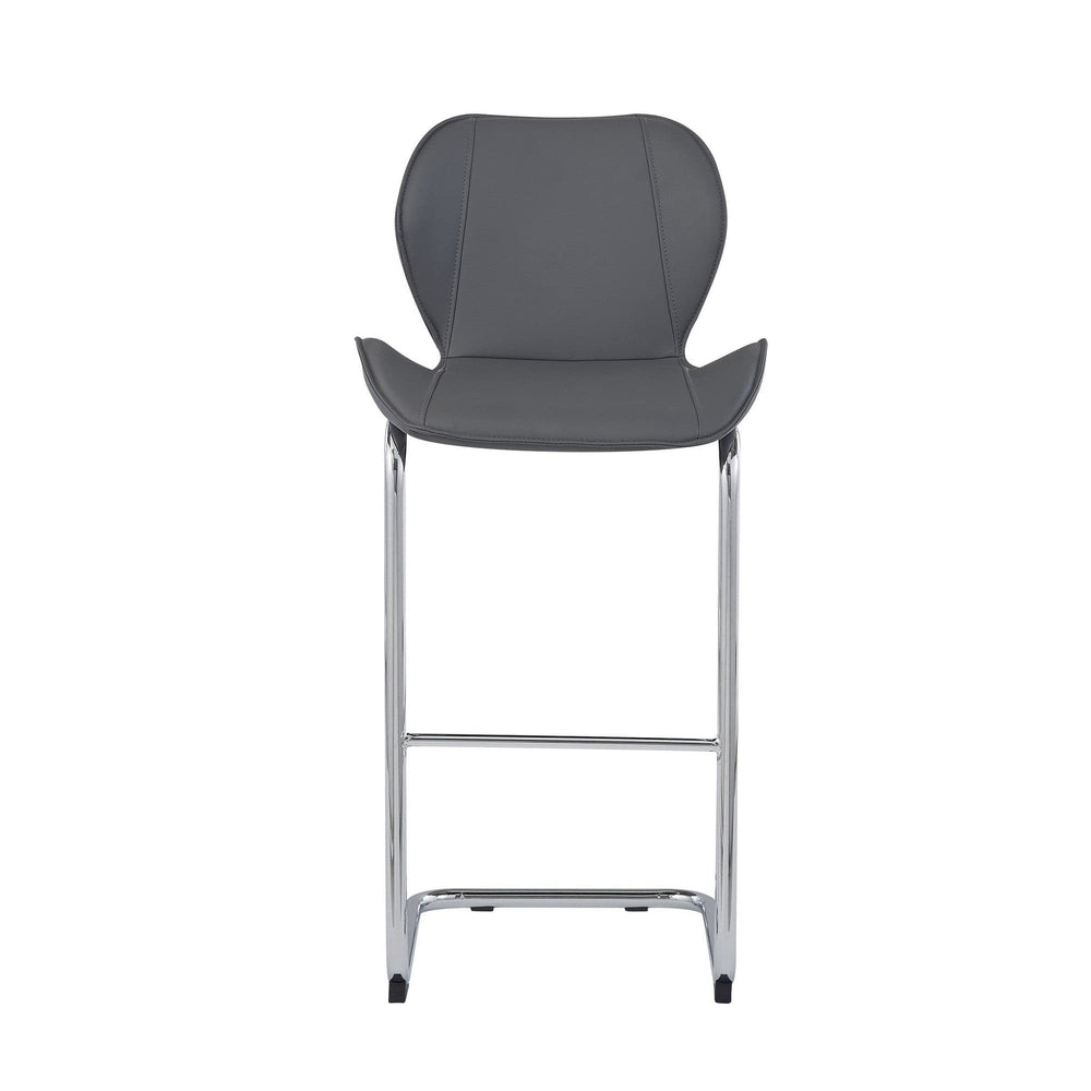 Set of Four 26 " Gray And Silver Metal Low Back Bar Height Bar Chairs - Homeroots - Flyclothing LLC