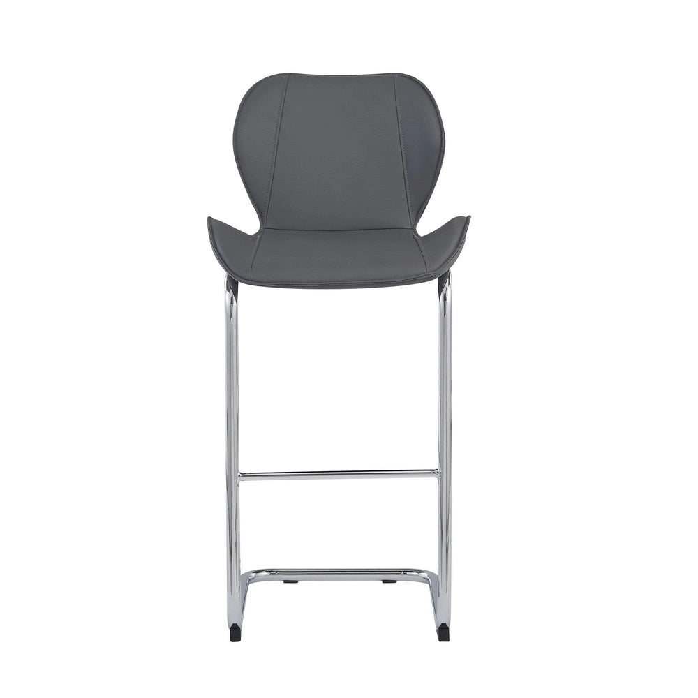 Set of Four 26 " Gray And Silver Metal Low Back Bar Height Bar Chairs - Homeroots - Flyclothing LLC