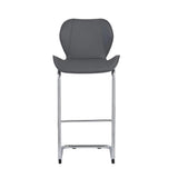 Set of Four 26 " Gray And Silver Metal Low Back Bar Height Bar Chairs - Homeroots - Flyclothing LLC