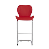 Set of Four 26 " Red And Silver Metal Low Back Bar Height Bar Chairs - Homeroots - Flyclothing LLC
