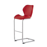 Set of Four 26 " Red And Silver Metal Low Back Bar Height Bar Chairs - Homeroots - Flyclothing LLC