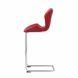 Set of Four 26 " Red And Silver Metal Low Back Bar Height Bar Chairs - Homeroots - Flyclothing LLC