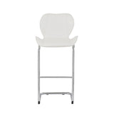 Set of Four 26 " White And Silver Metal Low Back Bar Height Bar Chairs - Homeroots - Flyclothing LLC