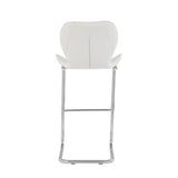 Set of Four 26 " White And Silver Metal Low Back Bar Height Bar Chairs - Homeroots - Flyclothing LLC