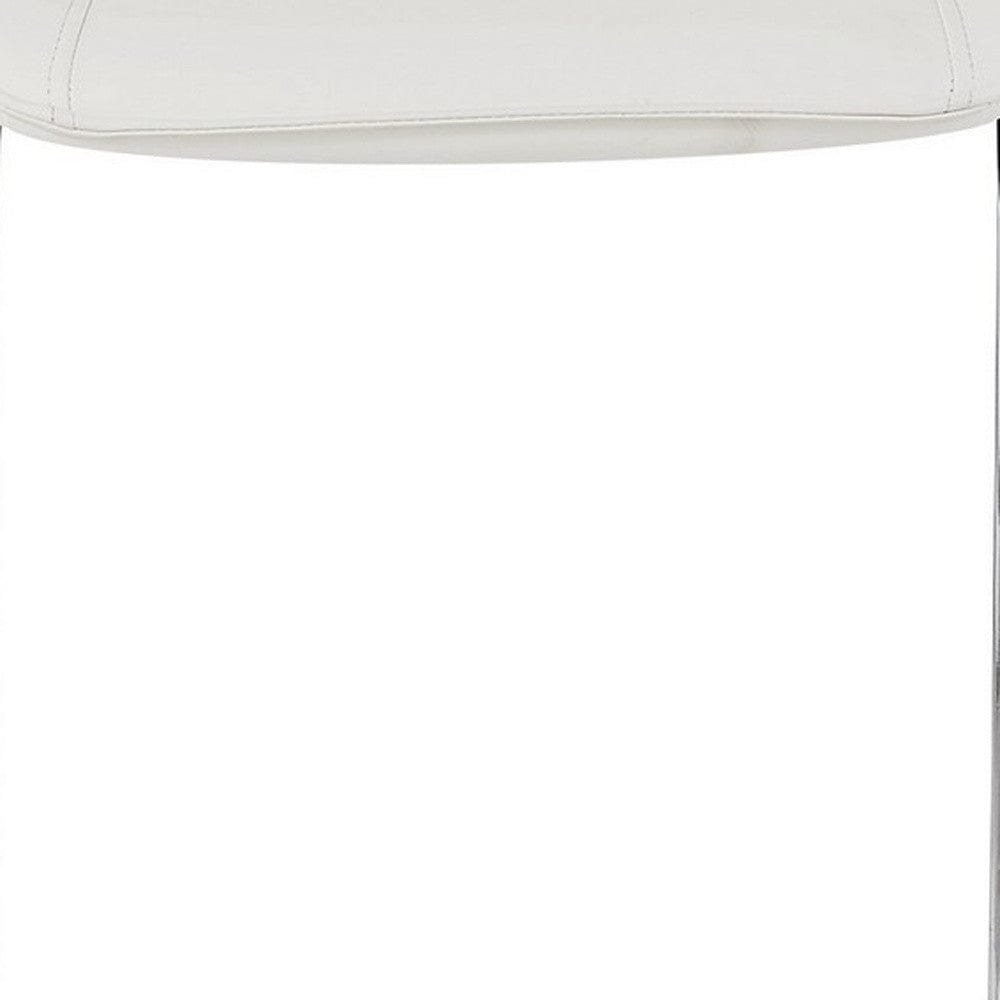 Set of Four 26 " White And Silver Metal Low Back Bar Height Bar Chairs - Homeroots - Flyclothing LLC