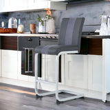 Set of Four 26 " Gray And Silver Metal Low Back Counter Height Bar Chairs - Homeroots - Flyclothing LLC