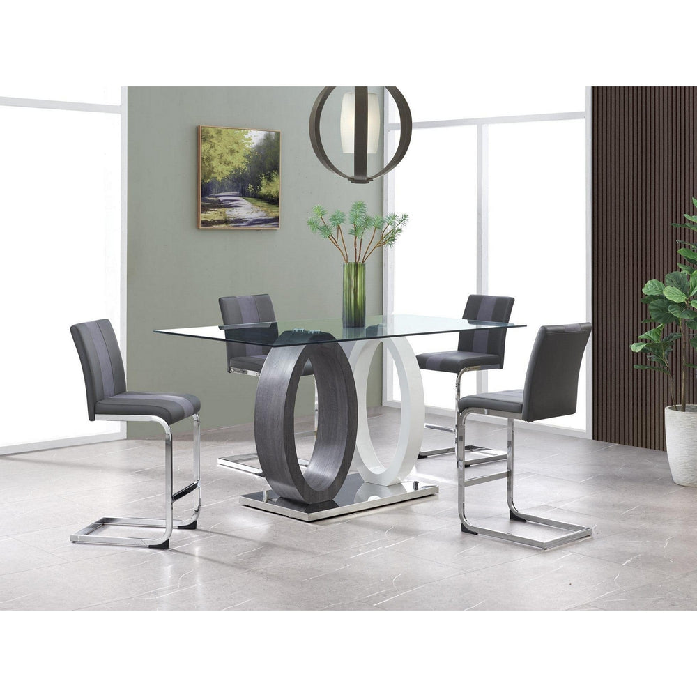 Set of Four 26 " Gray And Silver Metal Low Back Counter Height Bar Chairs - Homeroots - Flyclothing LLC