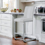 Set of Four 26 " White And Silver Metal Low Back Counter Height Bar Chairs - Homeroots - Flyclothing LLC