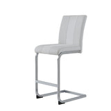 Set of Four 26 " White And Silver Metal Low Back Counter Height Bar Chairs - Homeroots - Flyclothing LLC