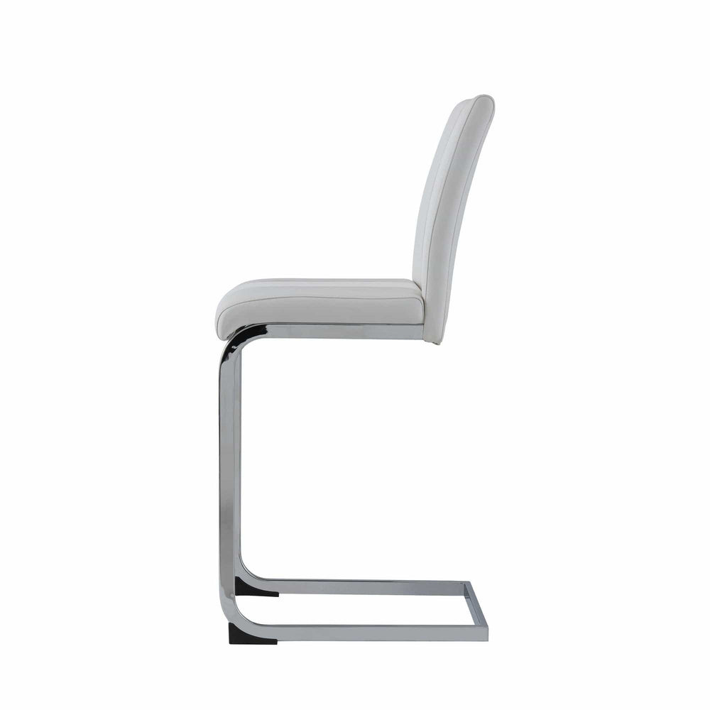 Set of Four 26 " White And Silver Metal Low Back Counter Height Bar Chairs - Homeroots - Flyclothing LLC