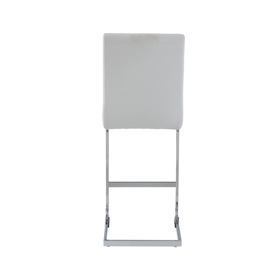 Set of Four 26 " White And Silver Metal Low Back Counter Height Bar Chairs - Homeroots - Flyclothing LLC