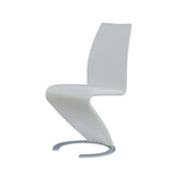 Set of Two White and Silver Upholstered Faux Leather Dining Parsons Chairs - Homeroots - Flyclothing LLC