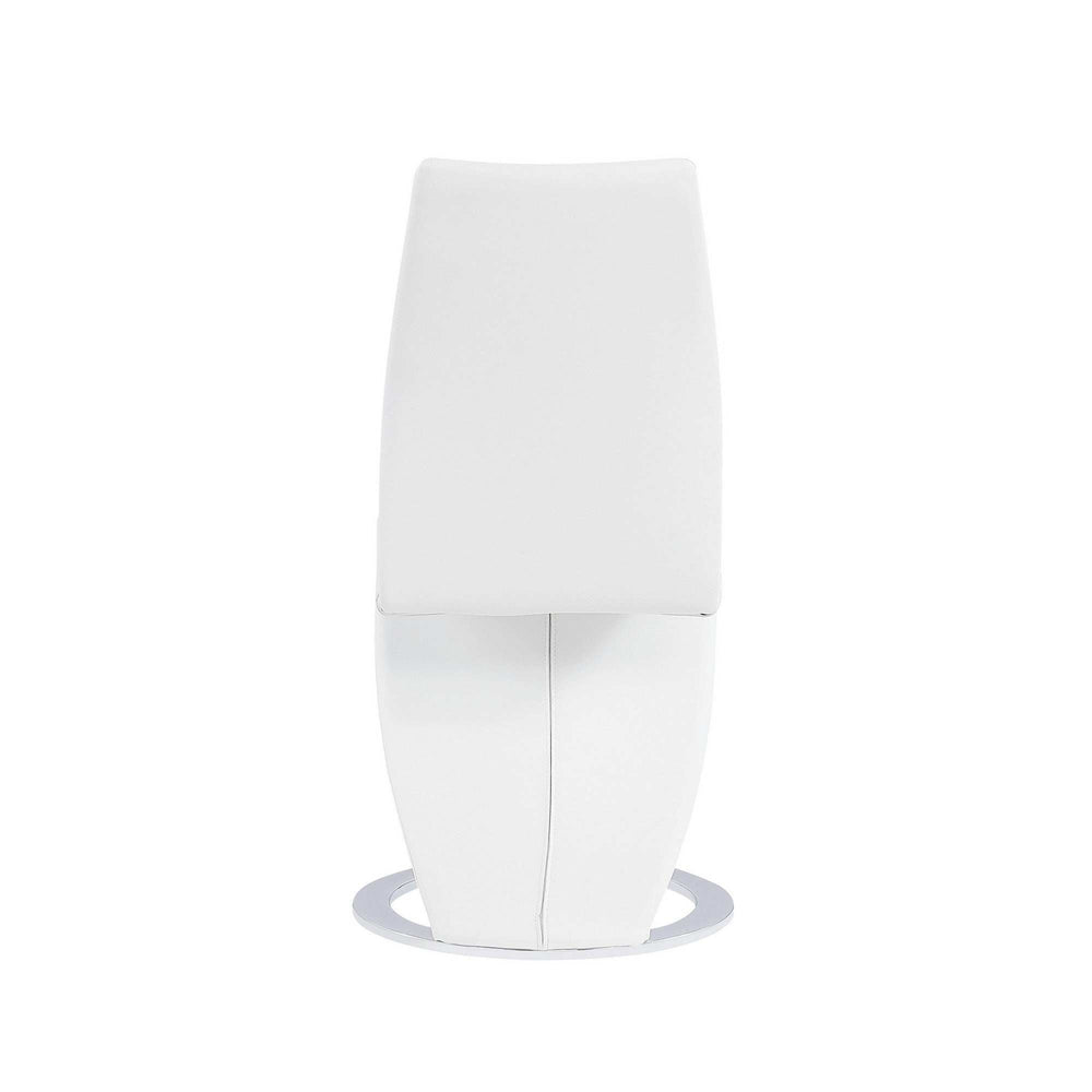 Set of Two White and Silver Upholstered Faux Leather Dining Parsons Chairs - Homeroots - Flyclothing LLC