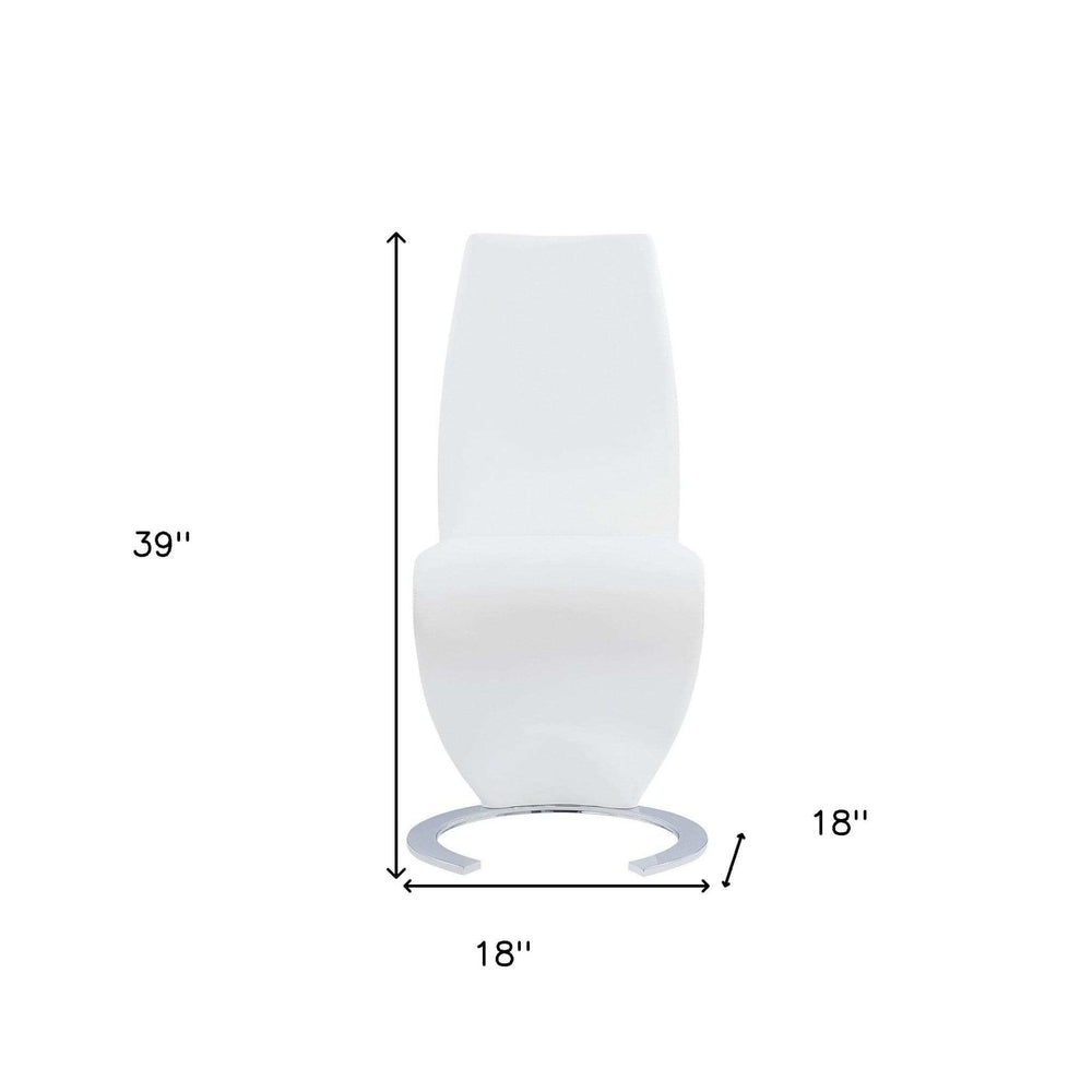 Set of Two White and Silver Upholstered Faux Leather Dining Parsons Chairs - Homeroots - Flyclothing LLC