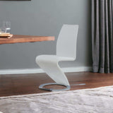 Set of Two White and Silver Upholstered Faux Leather Dining Parsons Chairs - Homeroots - Flyclothing LLC