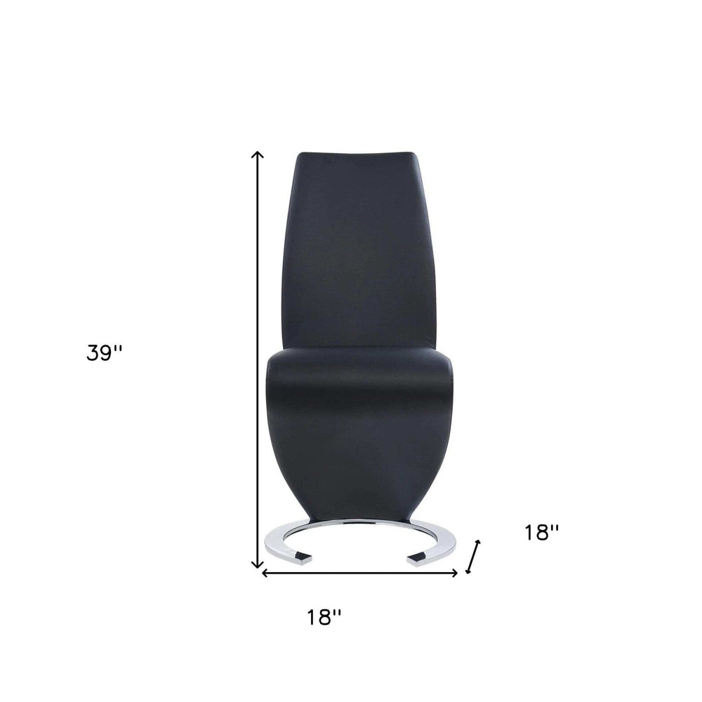 Set of Two Black and Silver Upholstered Faux Leather Dining Parsons Chairs - Homeroots - Flyclothing LLC