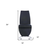 Set of Two Black and Silver Upholstered Faux Leather Dining Parsons Chairs - Homeroots - Flyclothing LLC