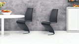 Set of Two Black and Silver Upholstered Faux Leather Dining Parsons Chairs - Homeroots - Flyclothing LLC