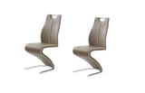 Set of Two Brown and Silver Upholstered Faux Leather Dining Parsons Chairs - Homeroots - Flyclothing LLC
