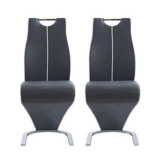 Set of Two Gray And Silver Upholstered Dining Side Chairs - Homeroots - Flyclothing LLC