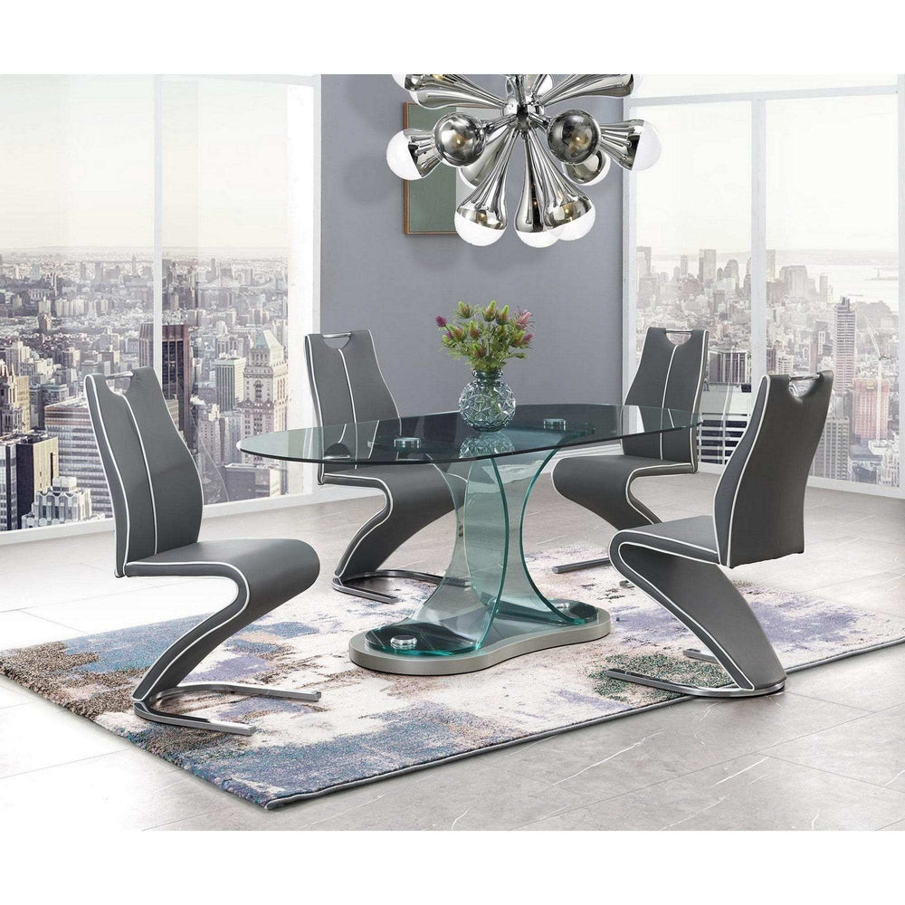 Set of Two Gray And Silver Upholstered Dining Side Chairs - Homeroots - Flyclothing LLC