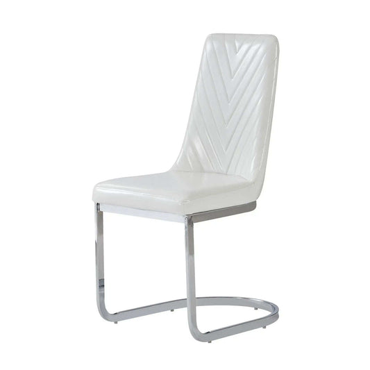 Set Of 2 Modern White Dining Chairs With Horse Shoe Style Metal Base - Homeroots - Flyclothing LLC