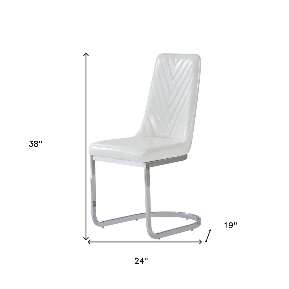 Set Of 2 Modern White Dining Chairs With Horse Shoe Style Metal Base - Homeroots - Flyclothing LLC