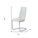Set Of 2 Modern White Dining Chairs With Horse Shoe Style Metal Base - Homeroots - Flyclothing LLC