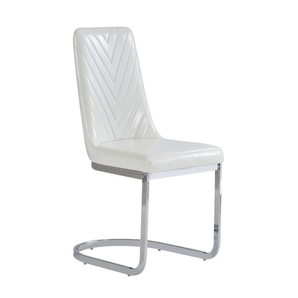 Set Of 2 Modern White Dining Chairs With Horse Shoe Style Metal Base - Homeroots - Flyclothing LLC
