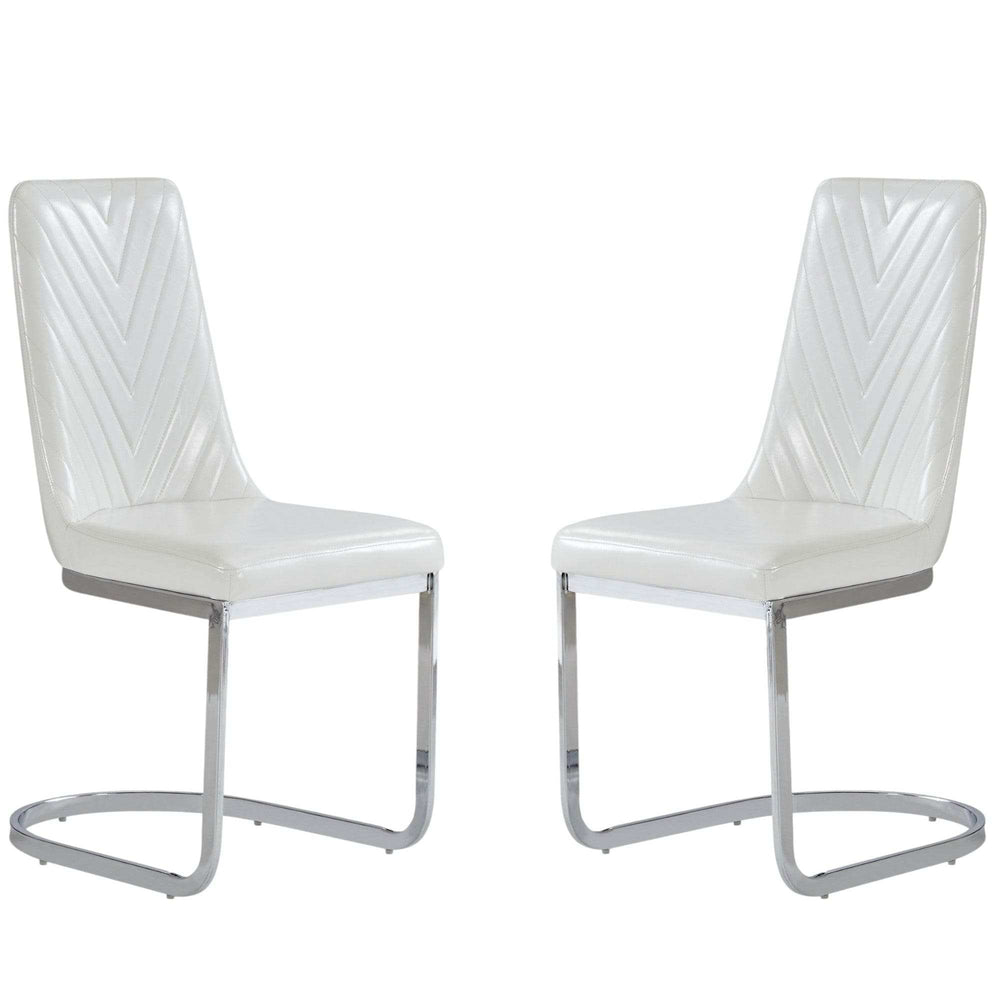 Set Of 2 Modern White Dining Chairs With Horse Shoe Style Metal Base - Homeroots - Flyclothing LLC
