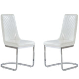 Set Of 2 Modern White Dining Chairs With Horse Shoe Style Metal Base - Homeroots - Flyclothing LLC