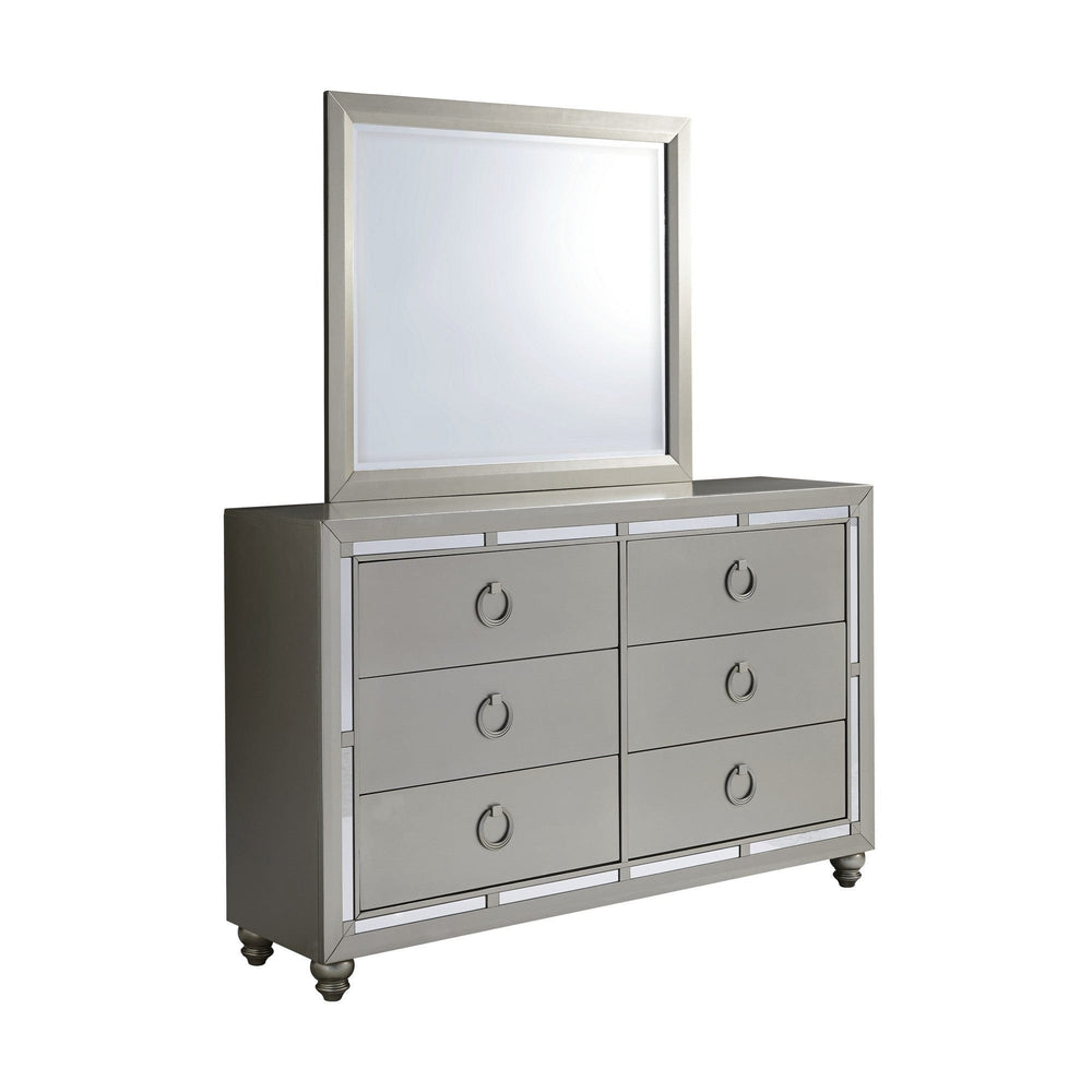 58" Silver Solid Wood Six Drawer Double Dresser - Homeroots - Flyclothing LLC