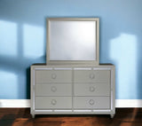 Modern Silver Tone Mirror With Sleek Wood Trim - Homeroots - Flyclothing LLC