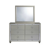Modern Silver Tone Mirror With Sleek Wood Trim - Homeroots - Flyclothing LLC