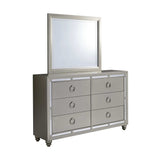Modern Silver Tone Mirror With Sleek Wood Trim - Homeroots - Flyclothing LLC