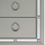 Silver Champagne Tone Nightstand With 2 Drawer Mirror Trim Accent - Homeroots - Flyclothing LLC