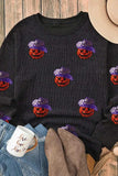 Sequin Pumpkin Long Sleeve Sweatshirt - Trendsi - Flyclothing LLC