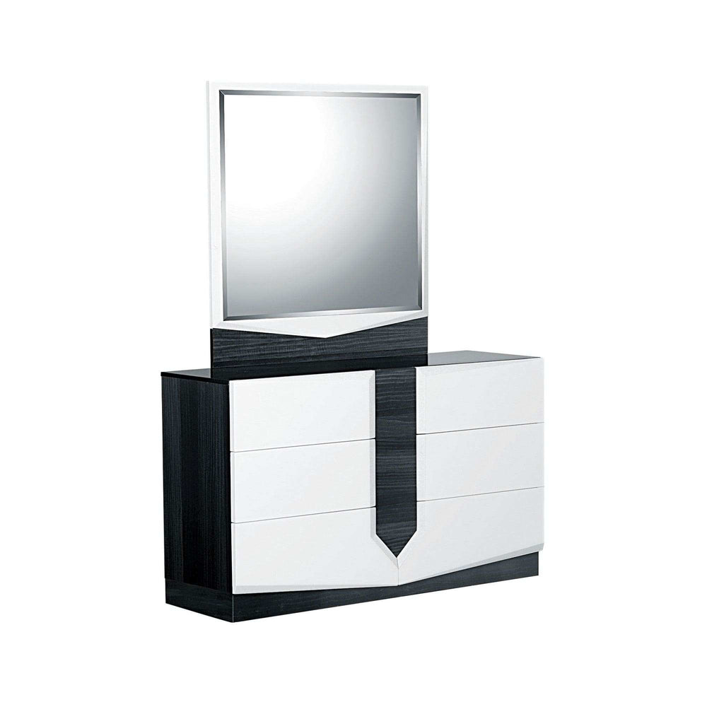 White And Grey Mirror With Rectangular Wood Trim - Homeroots - Flyclothing LLC