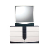 White And Grey Mirror With Rectangular Wood Trim - Homeroots - Flyclothing LLC