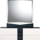White And Grey Mirror With Rectangular Wood Trim - Homeroots - Flyclothing LLC