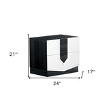 White And Grey Nightstand With 2 Drawer - Homeroots - Flyclothing LLC