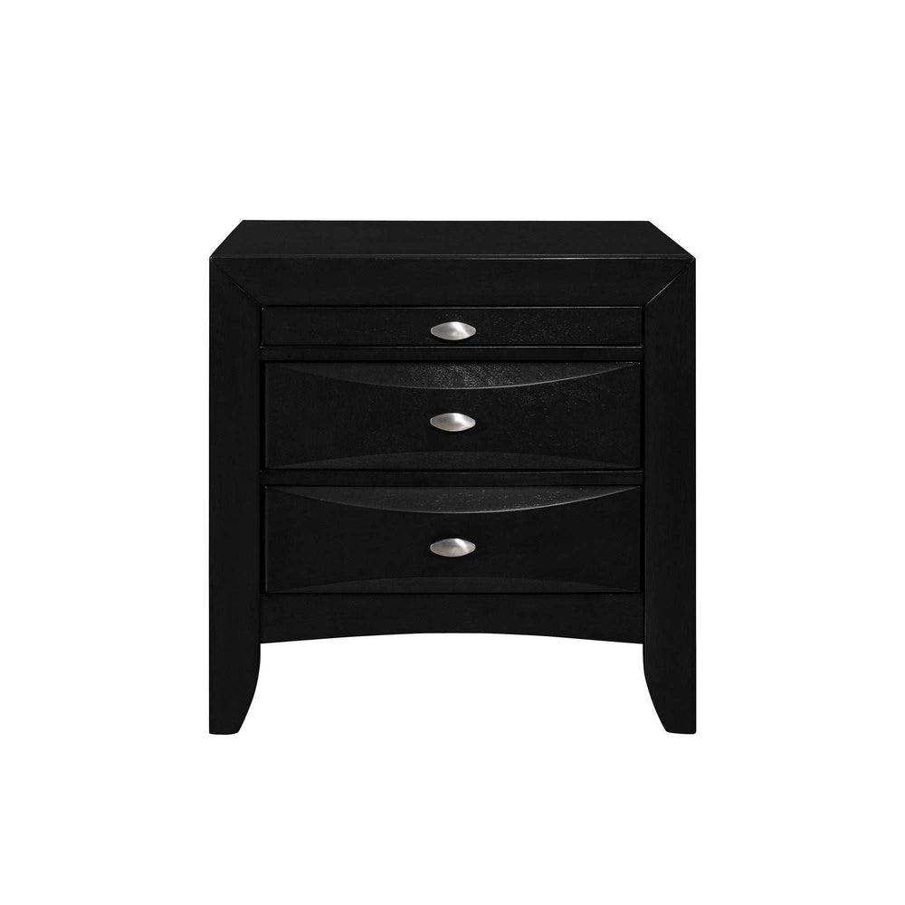 Black Nightstand With 2 Chambered Drawer - Homeroots - Flyclothing LLC