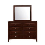 54" Cherry Solid Wood Eight Drawer Double Dresser - Homeroots - Flyclothing LLC