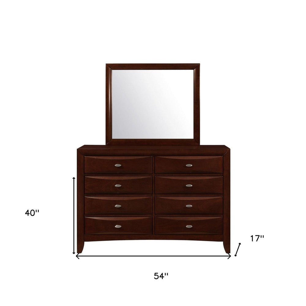 54" Cherry Solid Wood Eight Drawer Double Dresser - Homeroots - Flyclothing LLC